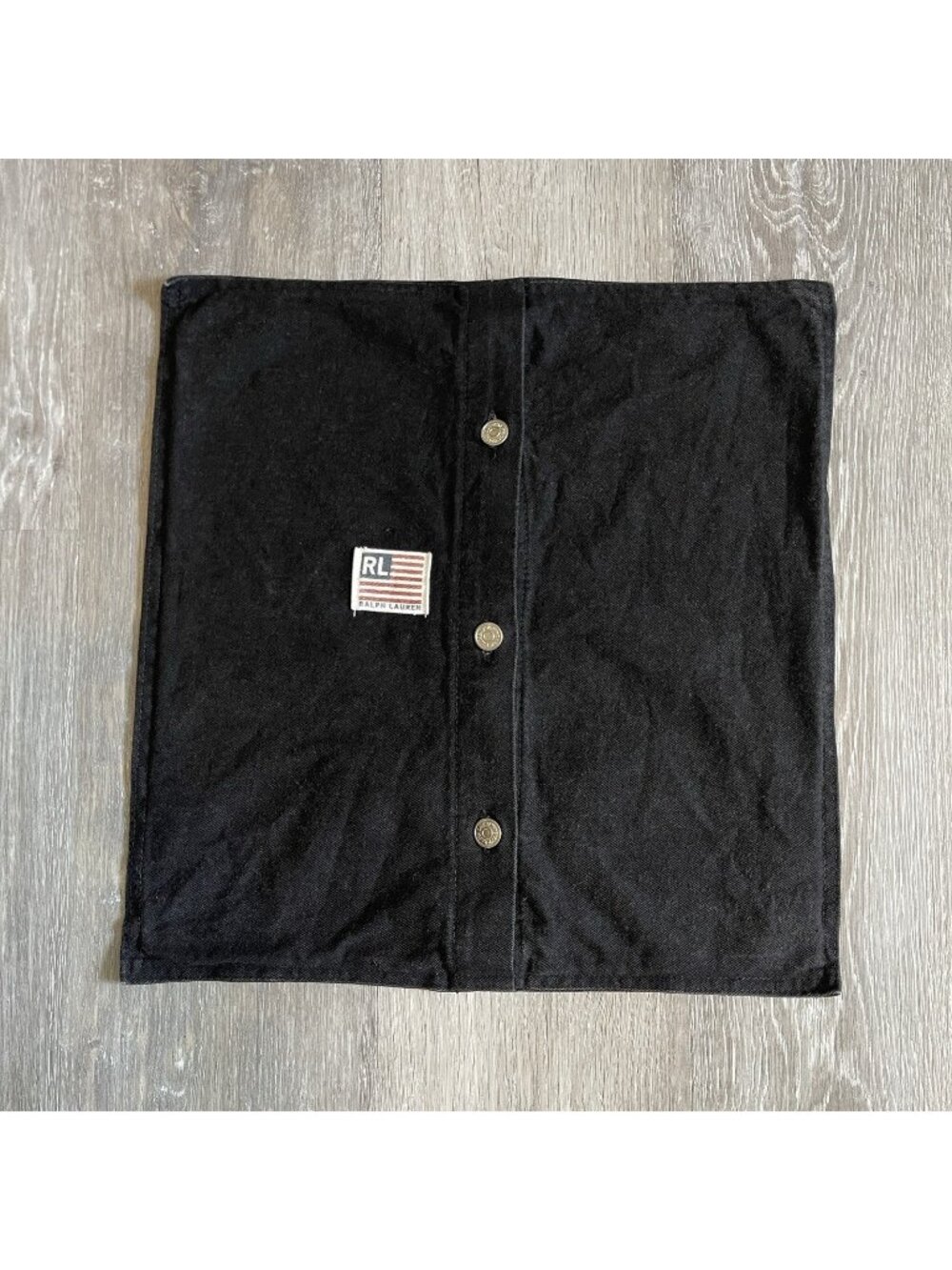 Vintage Ralph Lauren Black Flag Tag Silver Buttons Throw Pillow Cover 16x16" USA